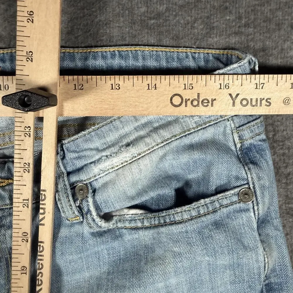 Lucky Brand Bermuda Jean Shorts Womens 12 31 Distressed Raw Hem Light Wash